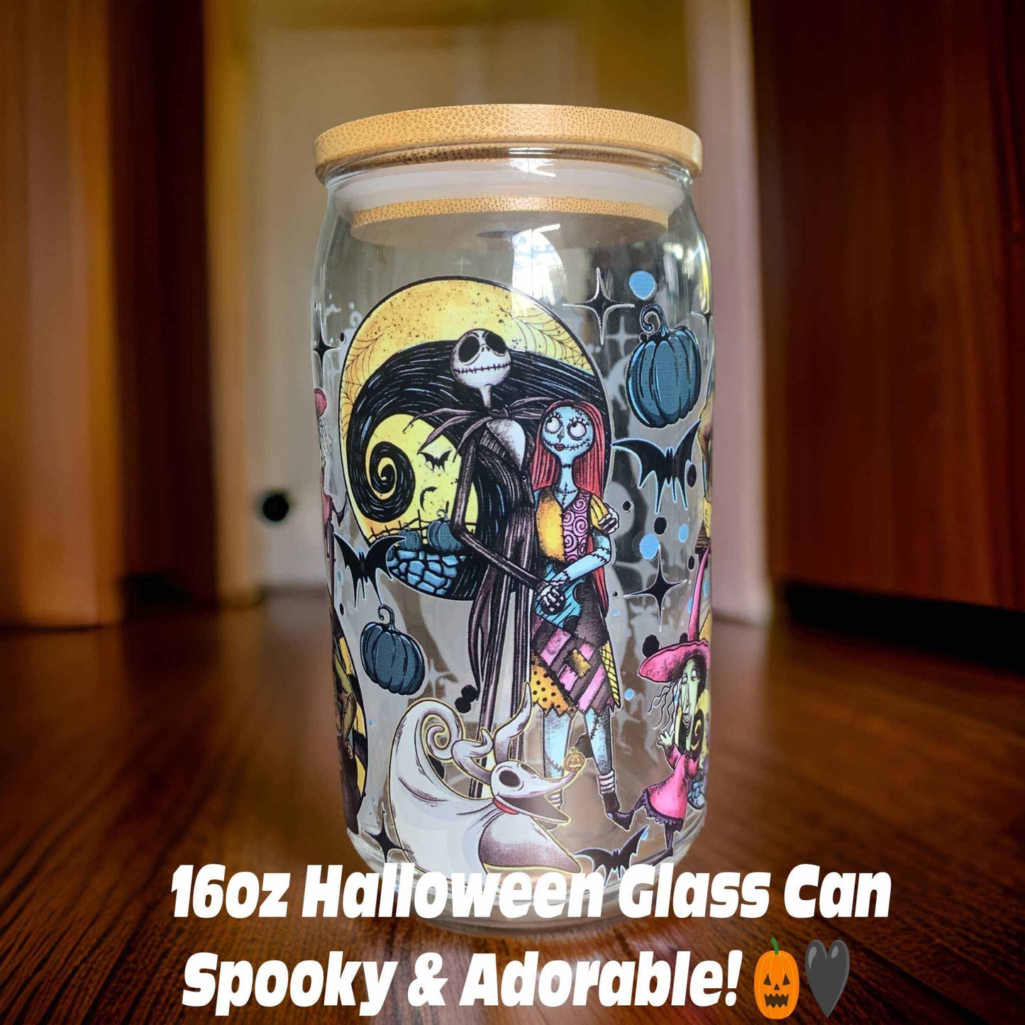 16oz Halloween Glass Can – Spooky & Adorable! 🎃🖤 - Imagine With Aloha