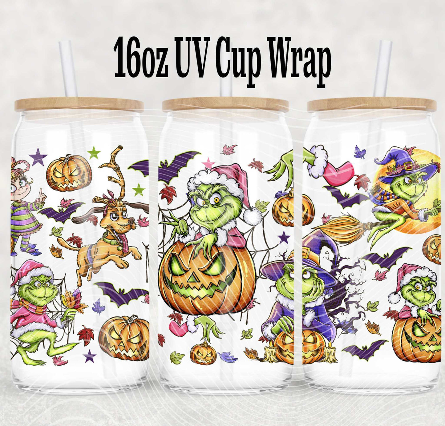 16oz Spooky Green Guy Halloween Cup Wrap – Fun & Festive Reusable Glass Wrap - Imagine With Aloha