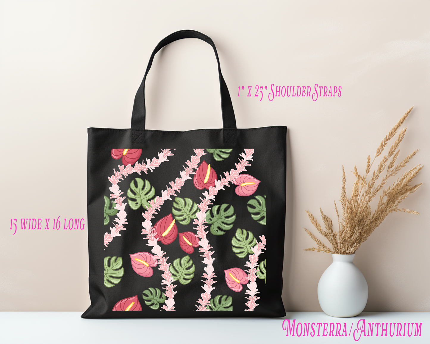 Monstera & Anthurium Tote Bag – Hawaiian Floral