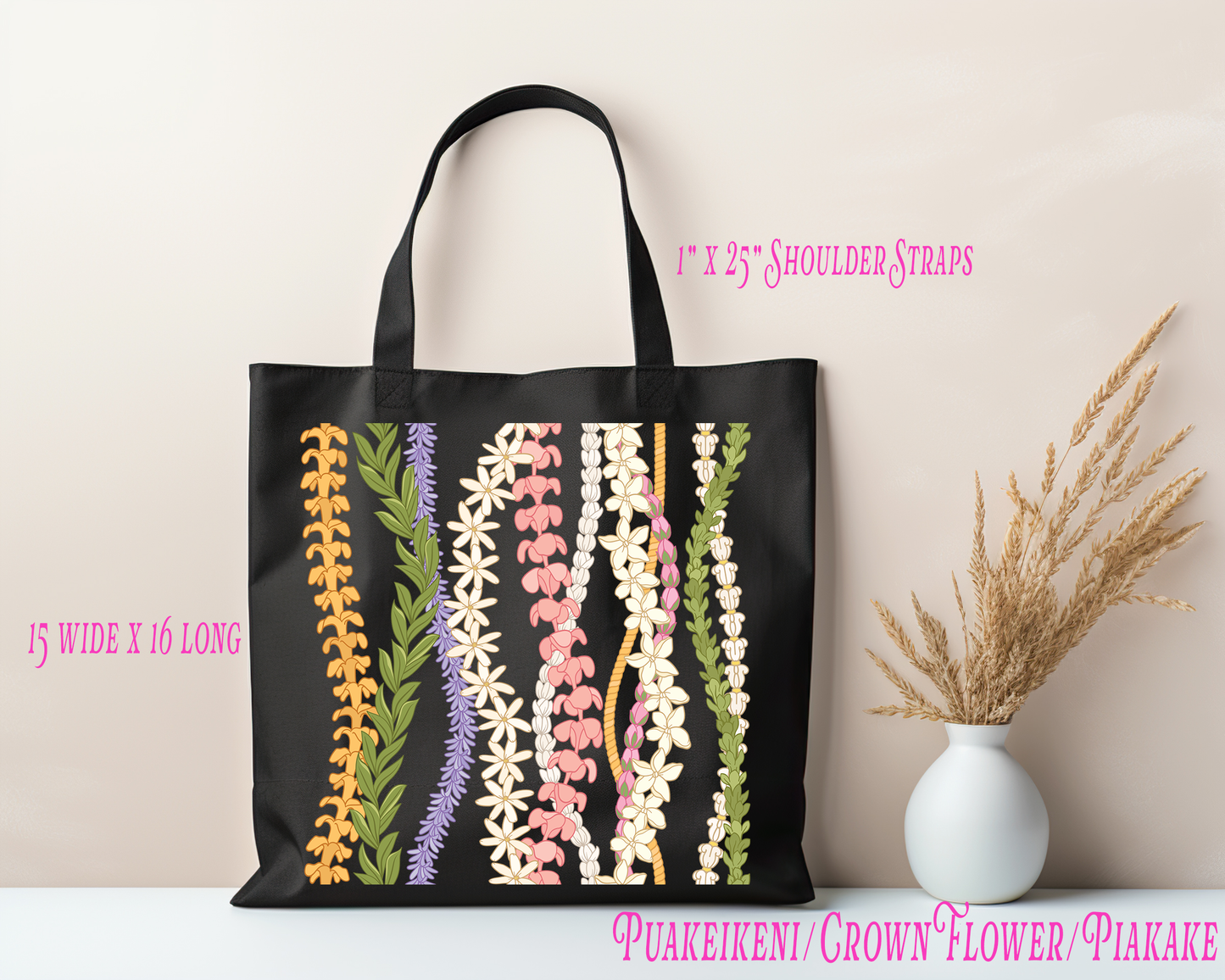 Puakenikeni, Crown Flower & Pikake Tote Bag – Hawaiian Lei Floral