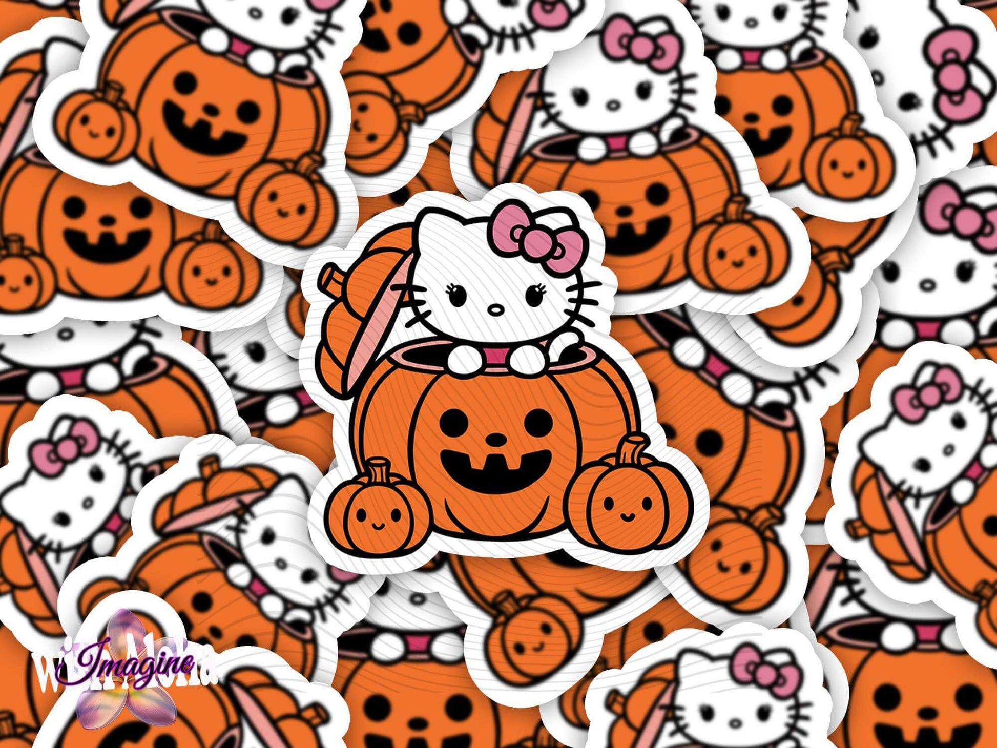 Adorable Hello Kitty Halloween jack-o'-lantern sticker - Imagine With Aloha