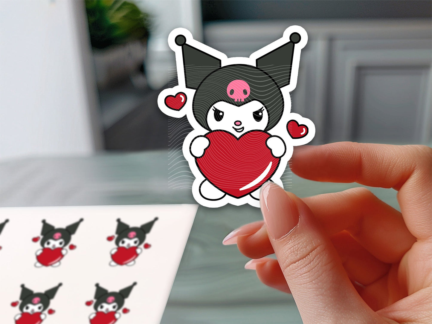 Charming Kuromi Heart Vinyl Sticker - Adorable Decal for Personalizing Laptops, Water Bottles, and More! - Imagine With Aloha