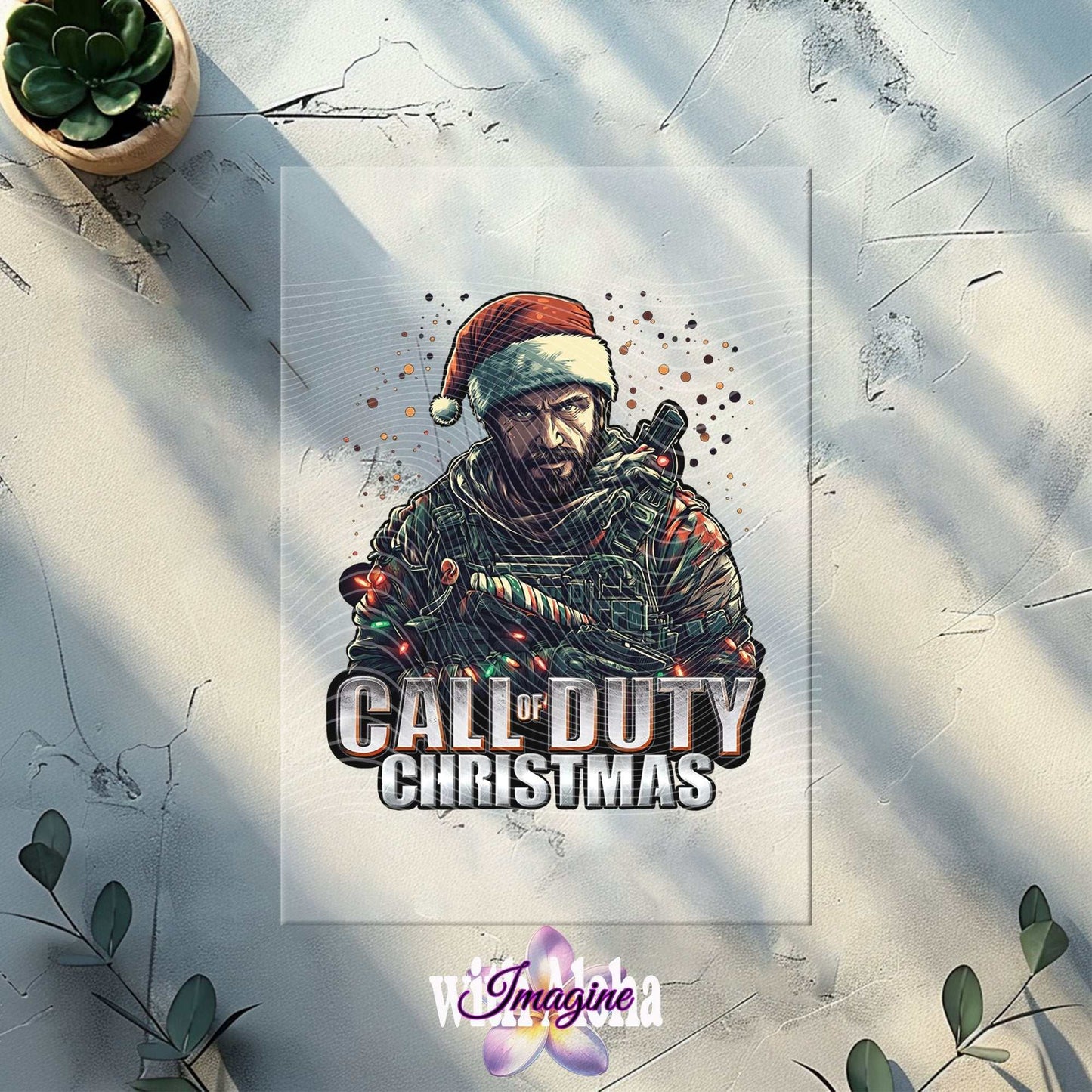 Call of Duty Christmas DTF Transfer - Santa Soldier Holiday Design - Imagine With Aloha