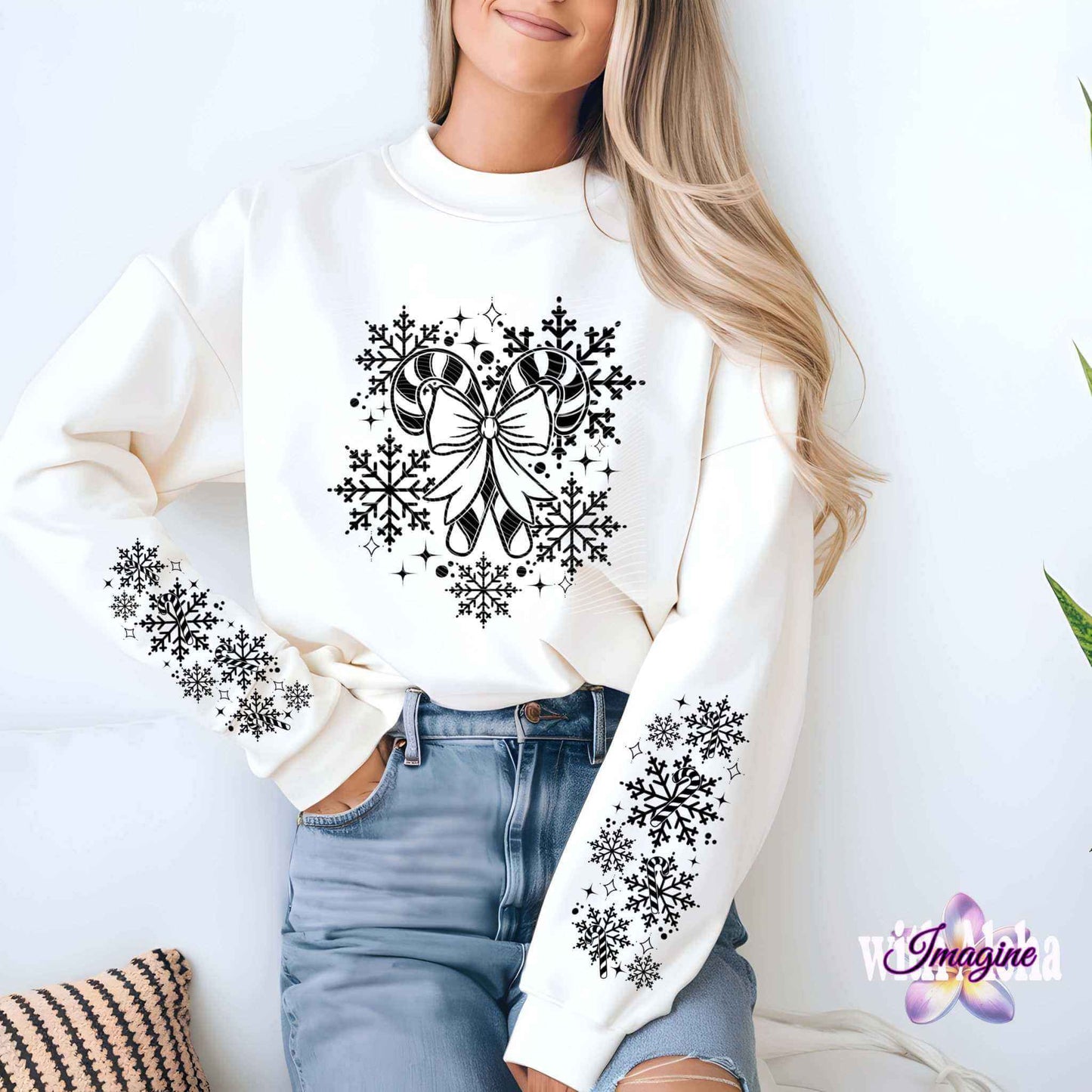 Candy Cane Snowflake Christmas Long Sleeve - Imagine With Aloha