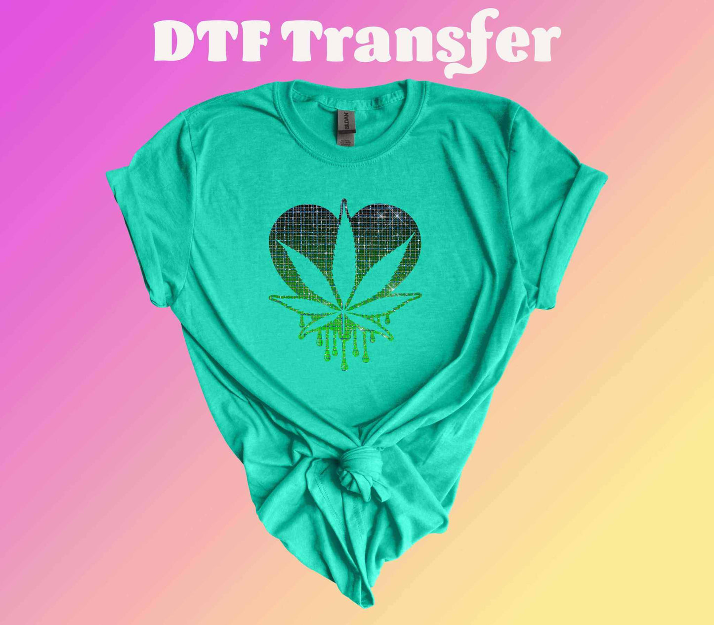 Cannabis Heart Ready to Press Heat Transfer, DTF Transfer - Imagine With Aloha