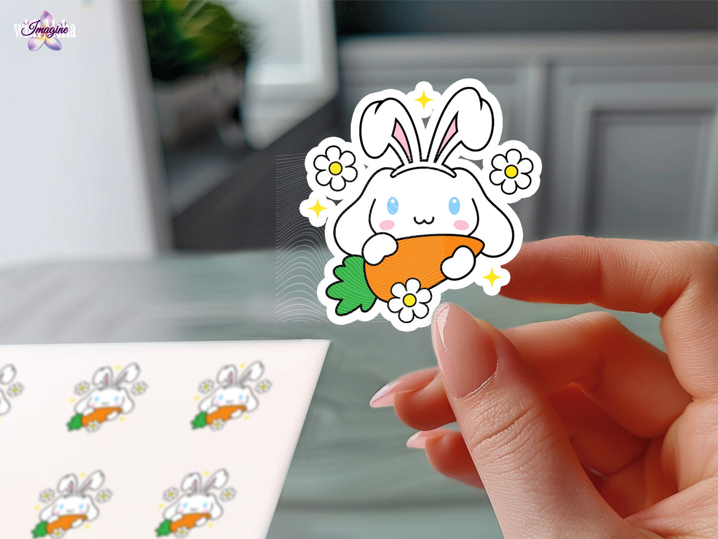 🥕 Cinnamoroll Easter Bunny Sticker - Kawaii Carrot Vinyl Decal 🌸 - Imagine With Aloha