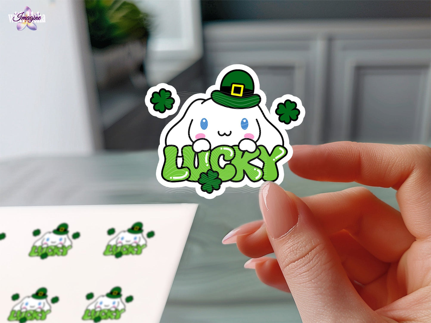 🍀 Cinnamoroll Lucky Sticker - Kawaii St. Patrick’s Day Vinyl Decal 🌈 - Imagine With Aloha