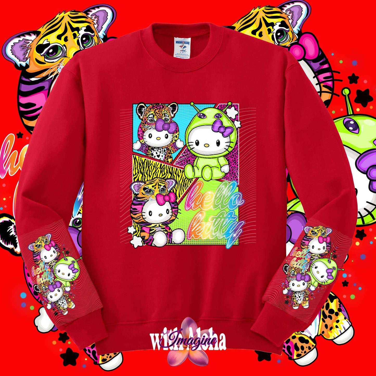 Colorful Hello Kitty Character Sweatshirt - Cute Animal and Alien Costumes - Imagine With Aloha