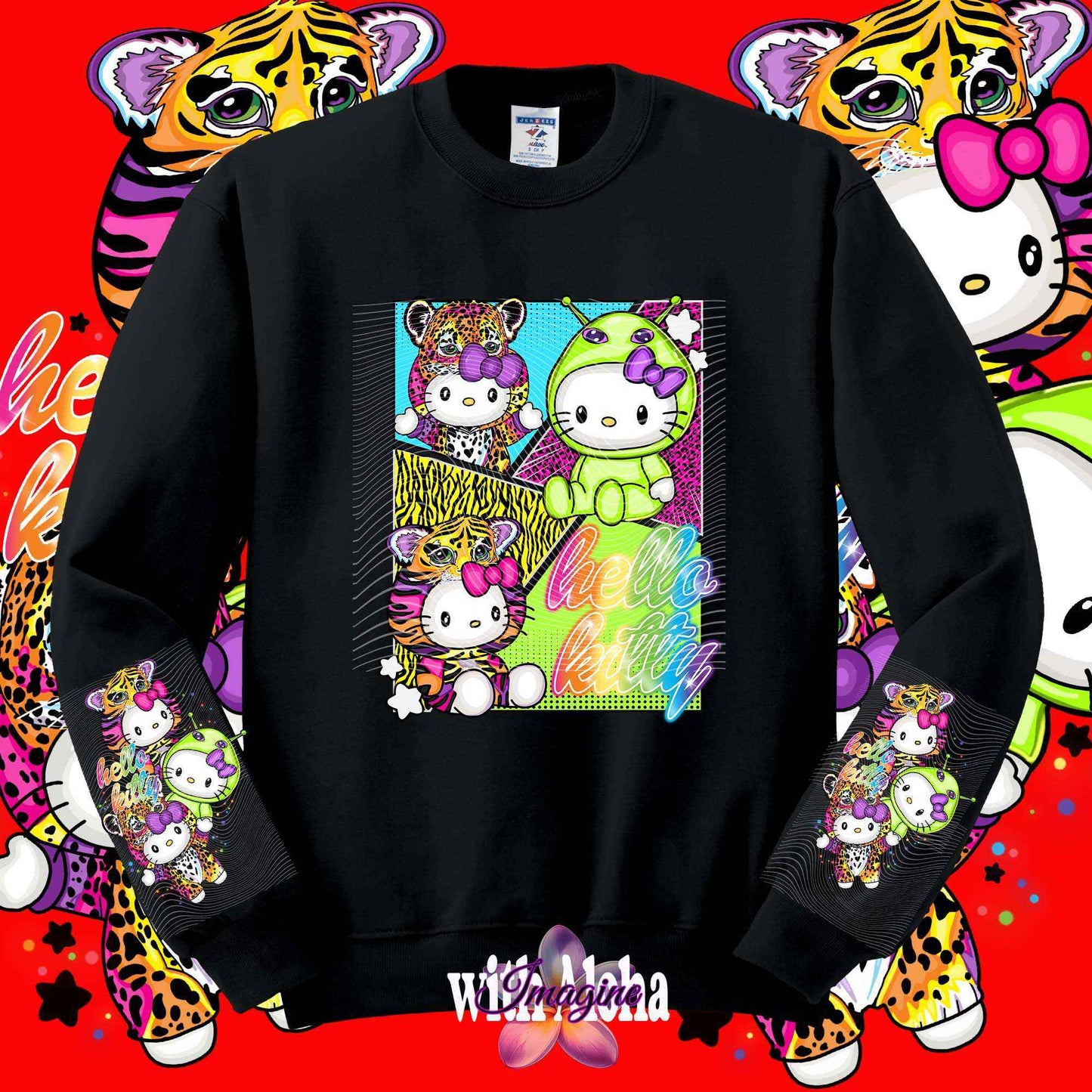 Colorful Hello Kitty Character Sweatshirt - Cute Animal and Alien Costumes - Imagine With Aloha