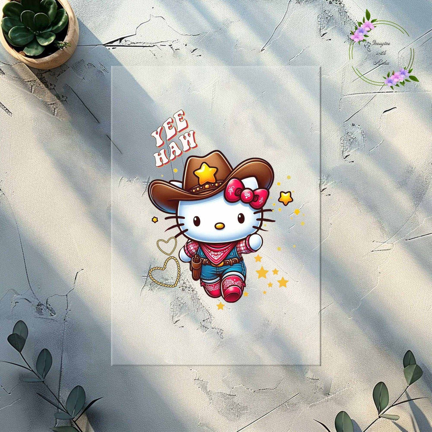 Cowgirl Kitty Ready to Press Heat Transfer - Imagine With Aloha