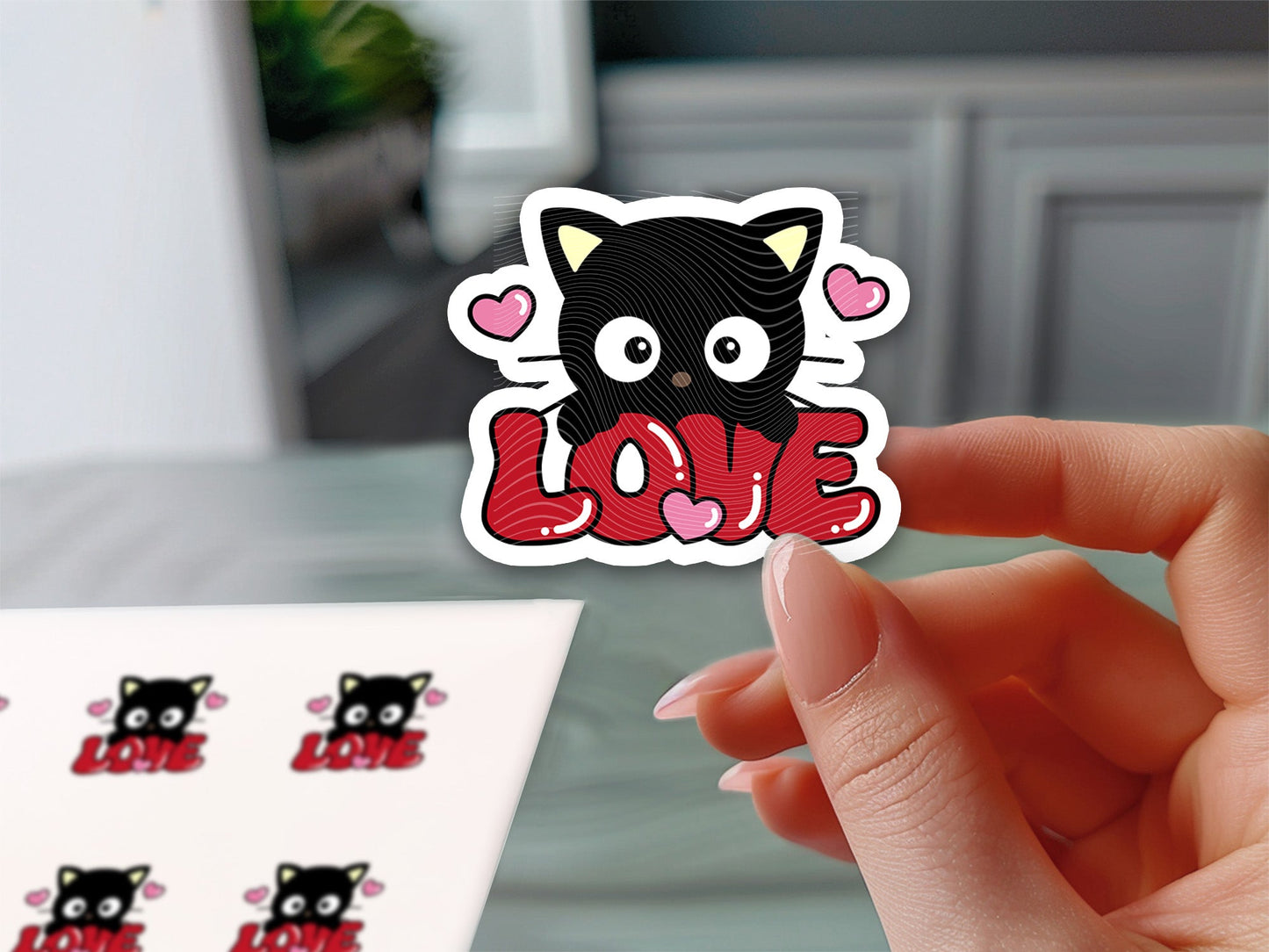 Cute ChocoCat "Love" Sticker - Vinyl Sticker for Laptops, Water Bottles, and More! - Imagine With Aloha