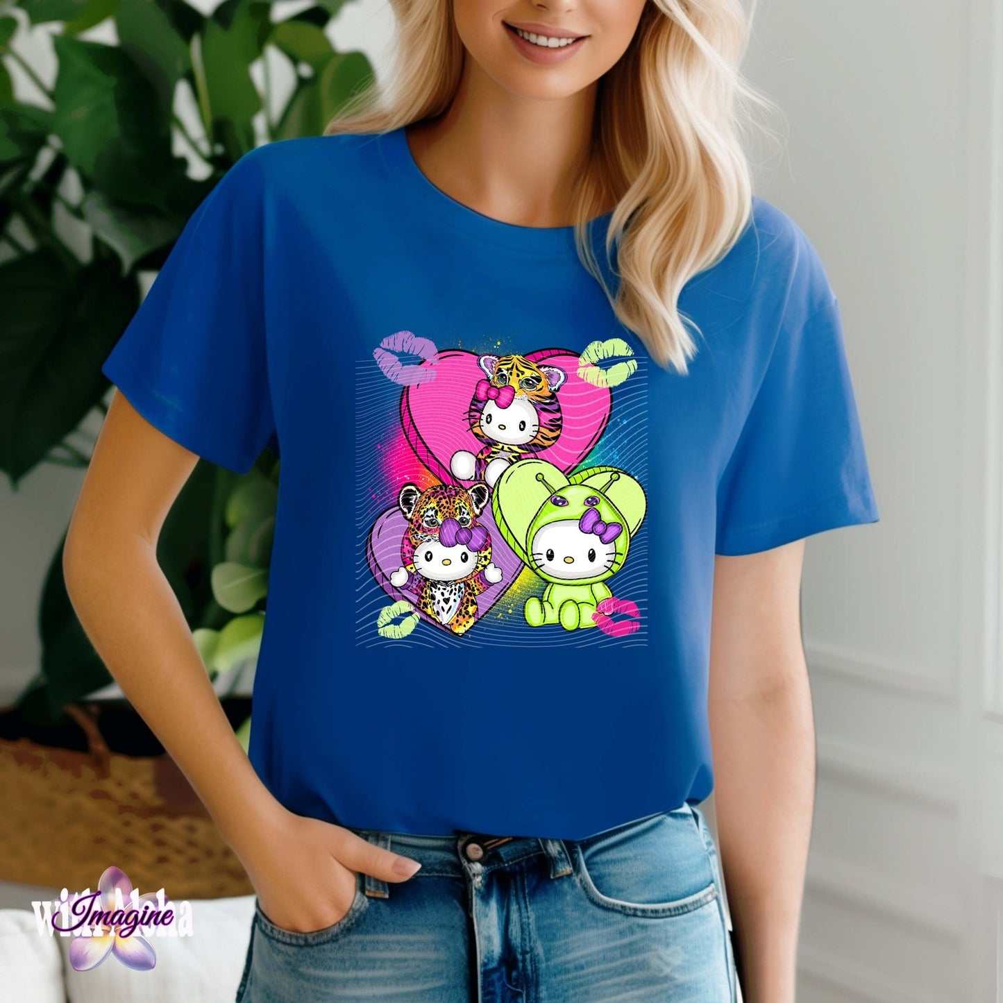 Cute Kawaii Hearts Graphic T-Shirt – Trendy Colorful Design - Imagine With Aloha