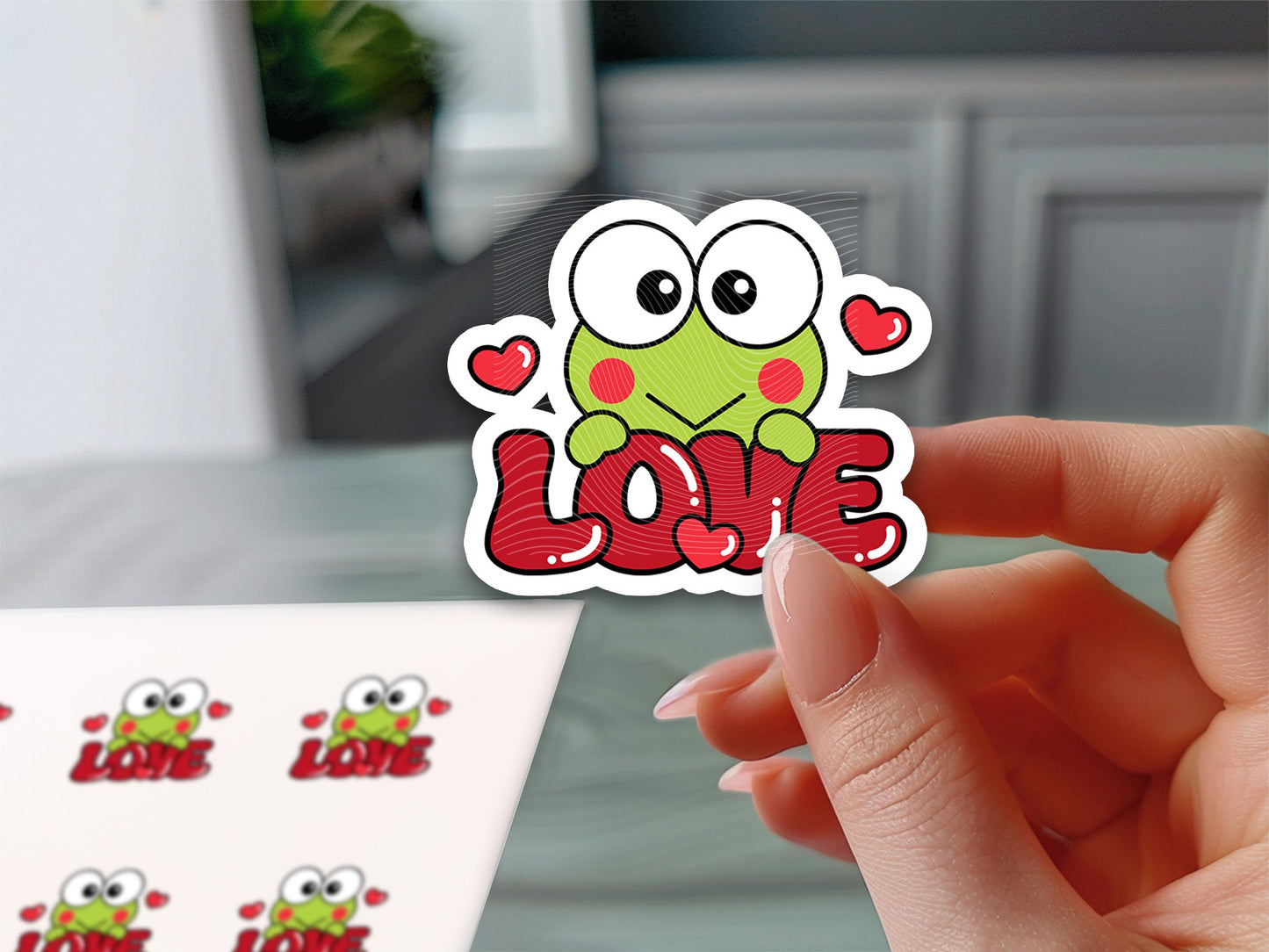 Cute Keroppi "LOVE" Sticker - Adorable Vinyl Decal for Laptops, Water Bottles, and More! - Imagine With Aloha