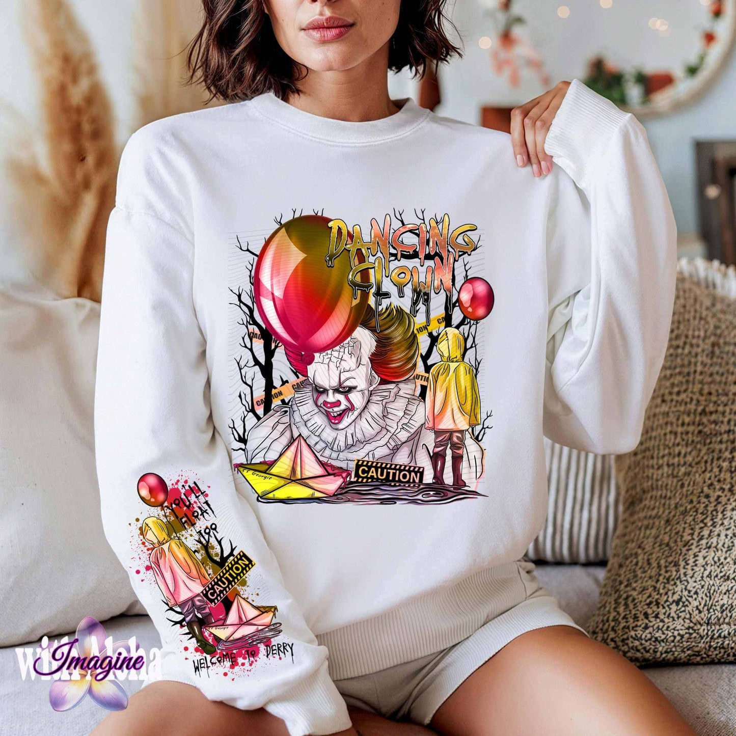 Dancing Clown Horror Movie Long Sleeve Shirt - Imagine With Aloha