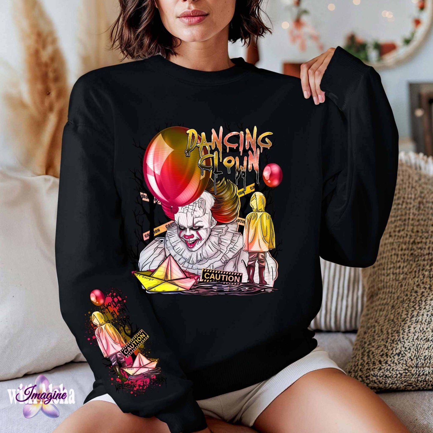 Dancing Clown Horror Movie Long Sleeve Shirt - Imagine With Aloha