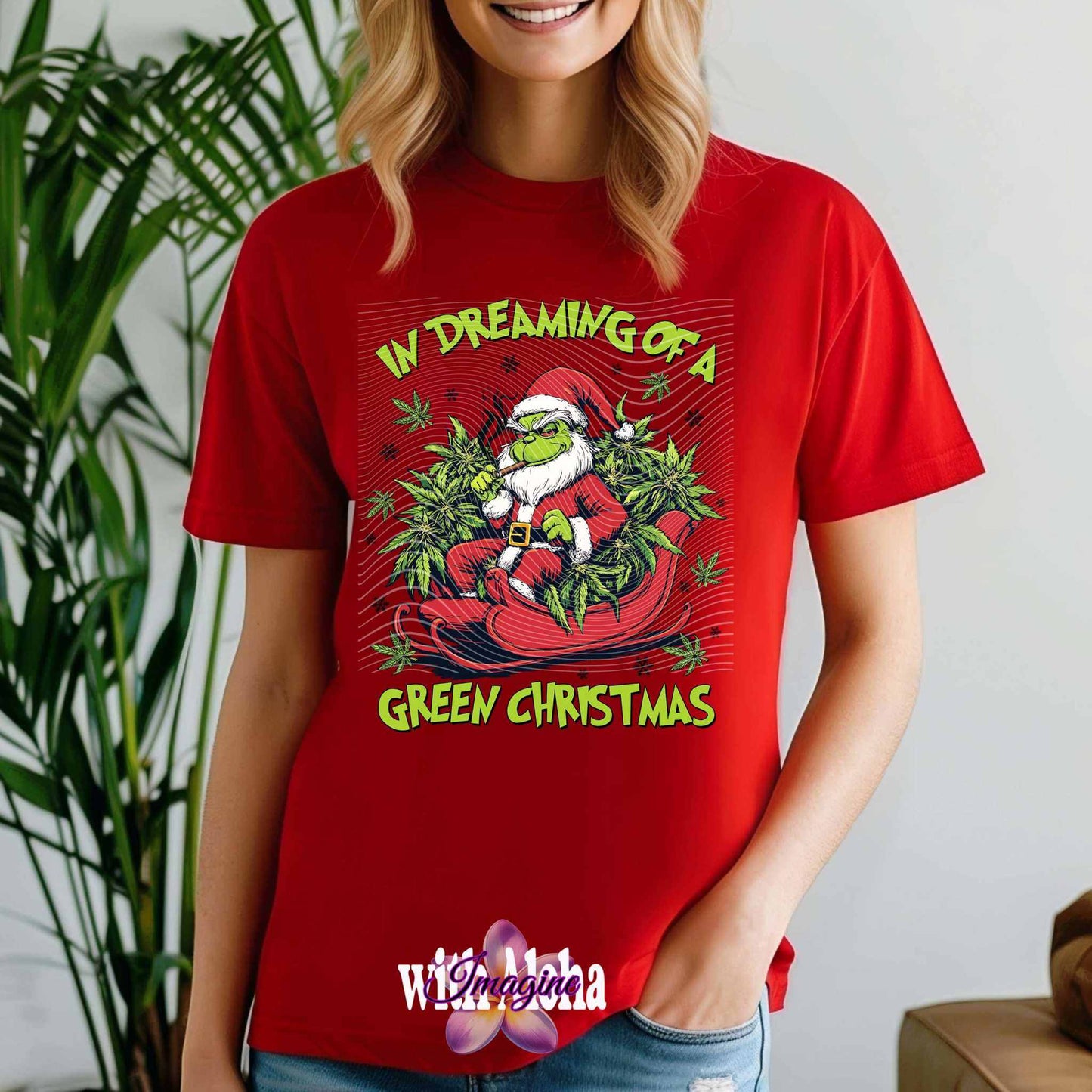 Dreaming of a Green Christmas T-Shirt | Fun Holiday Graphic Tee - Imagine With Aloha
