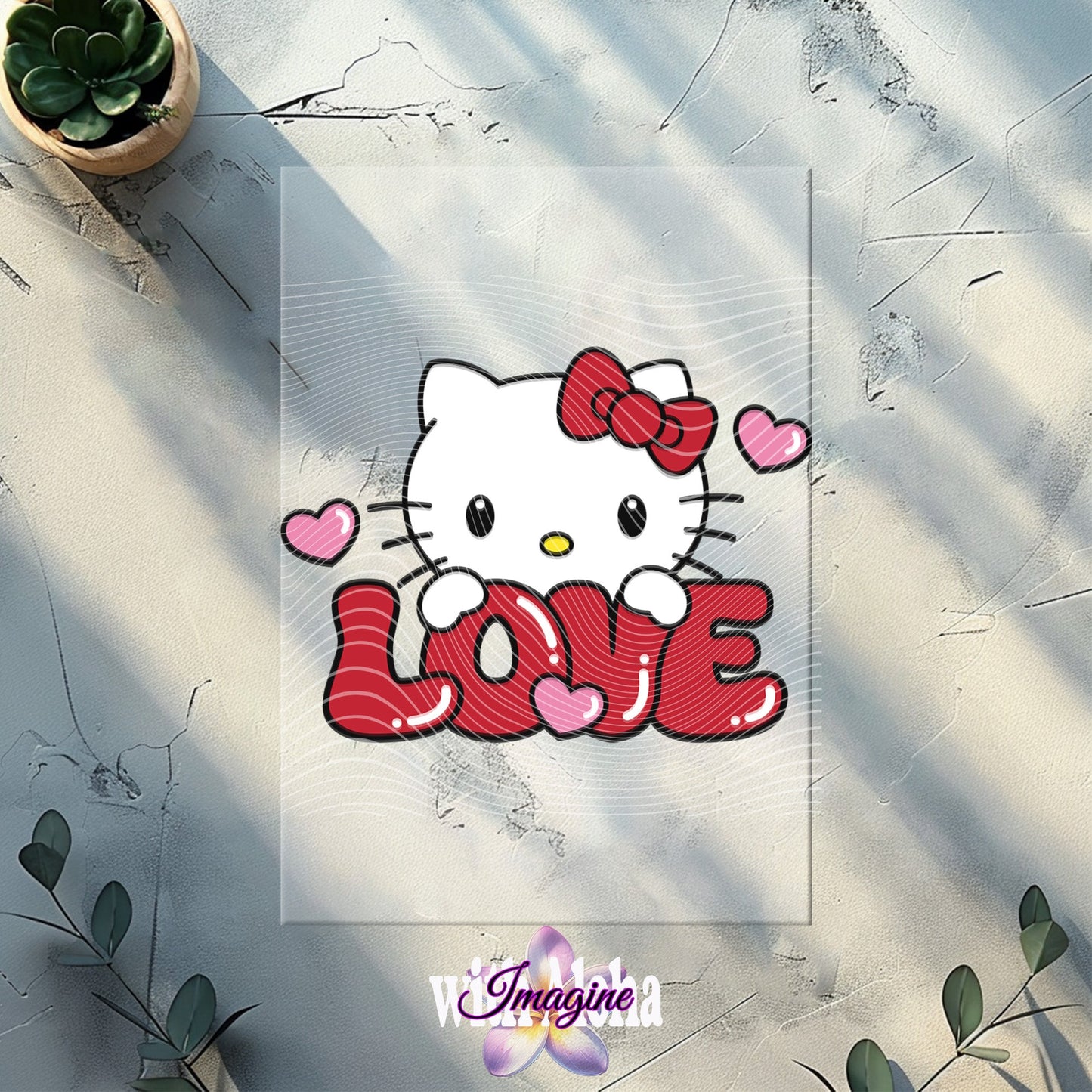 DTF Transfer - Cute Love Cat Design | Heat Press Ready | Full Color Direct to Film Transfer - Imagine With Aloha