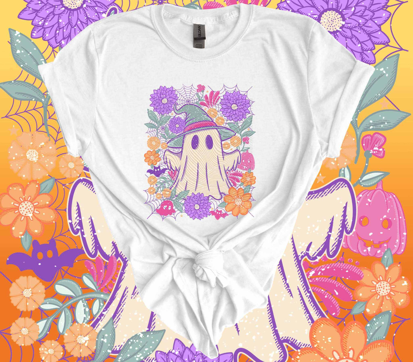 Floral Ghost Halloween T-Shirt - Imagine With Aloha