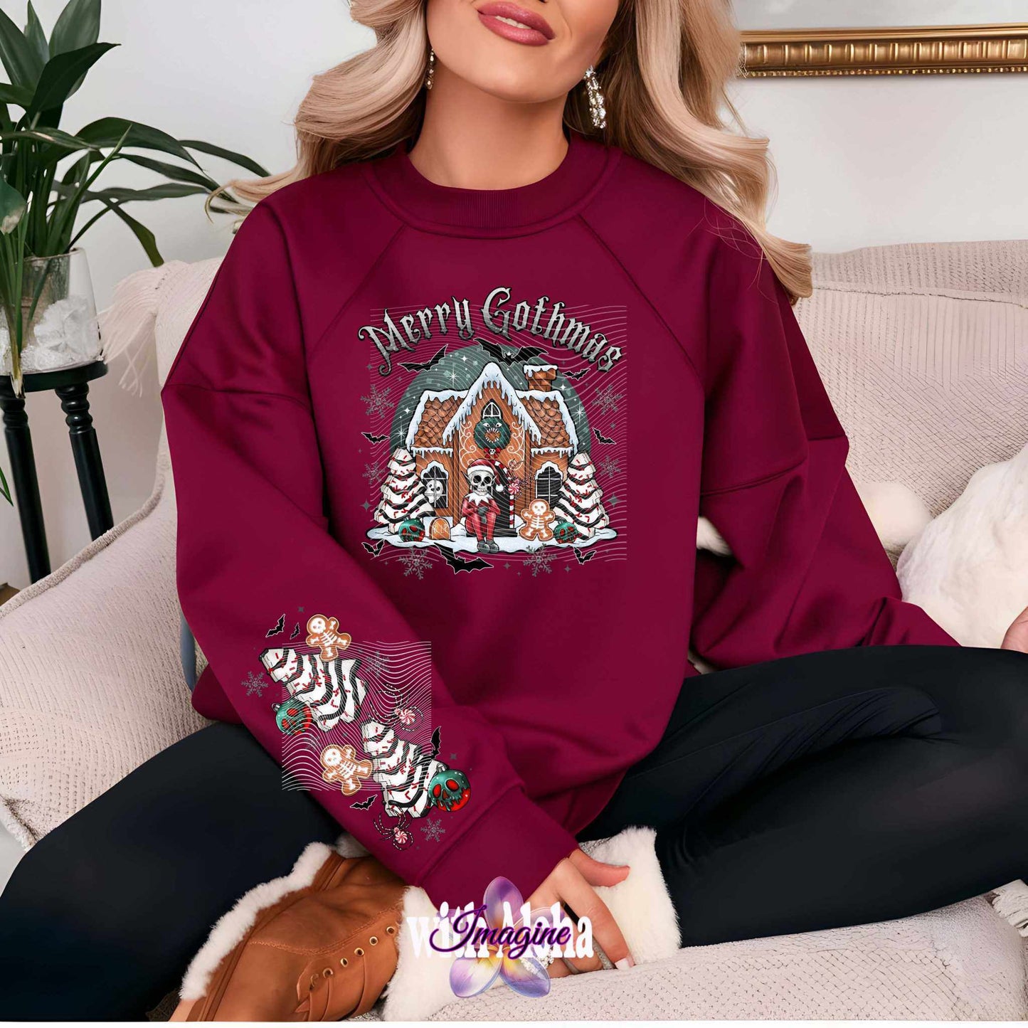 Gothic Gingerbread House Sweatshirt - A Spooky Holiday Essential - Imagine With Aloha
