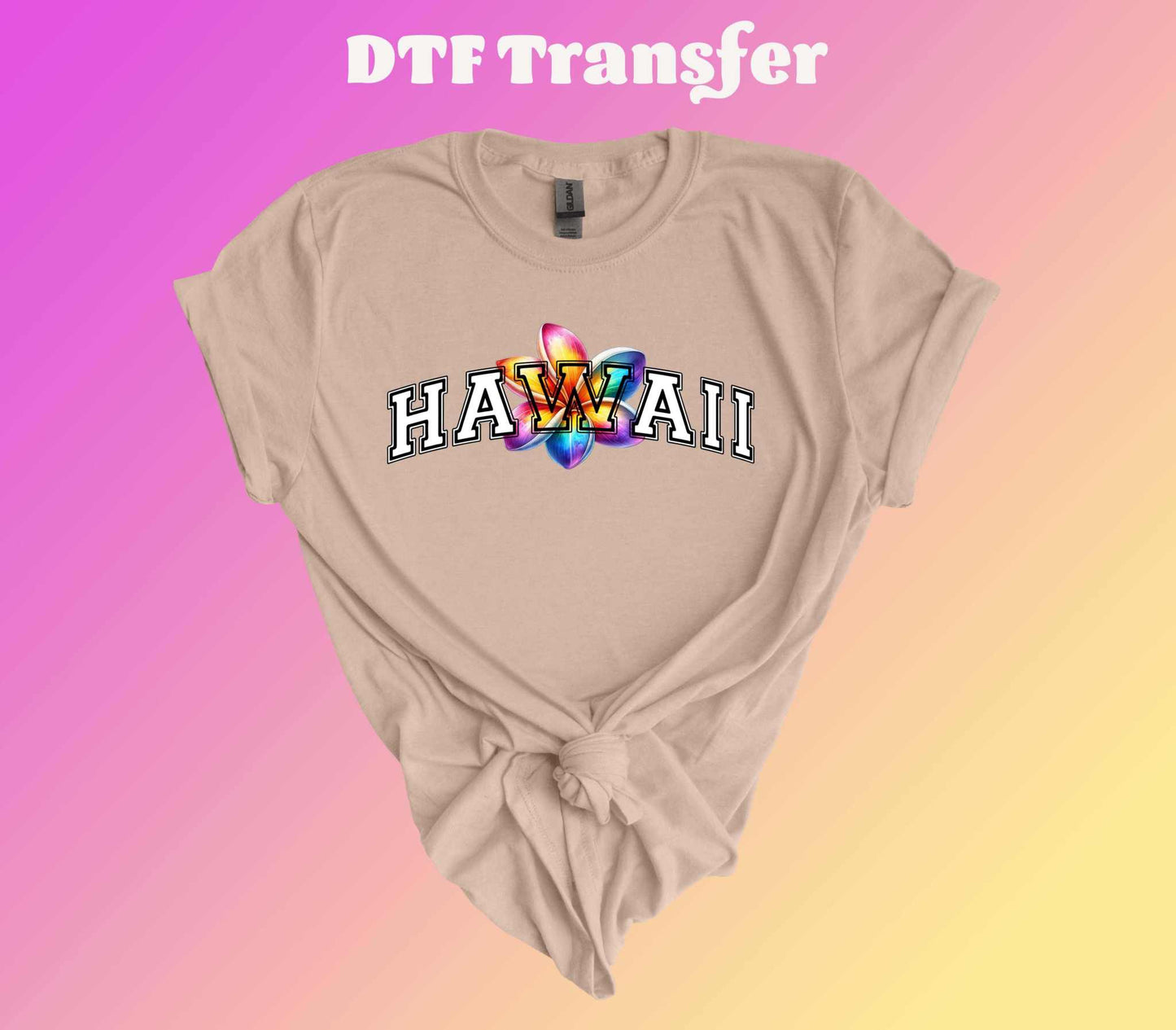 Hawaii Rainbow Plumeria Ready to Press Heat Transfer - Imagine With Aloha