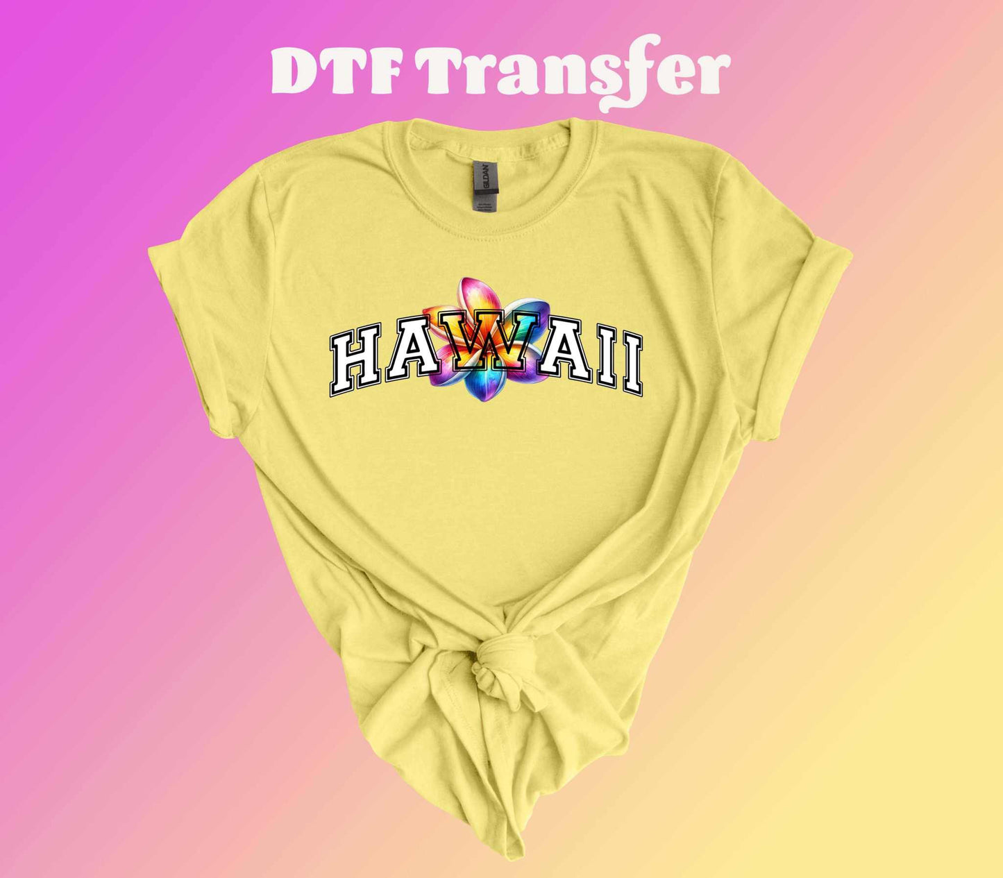 Hawaii Rainbow Plumeria Ready to Press Heat Transfer - Imagine With Aloha