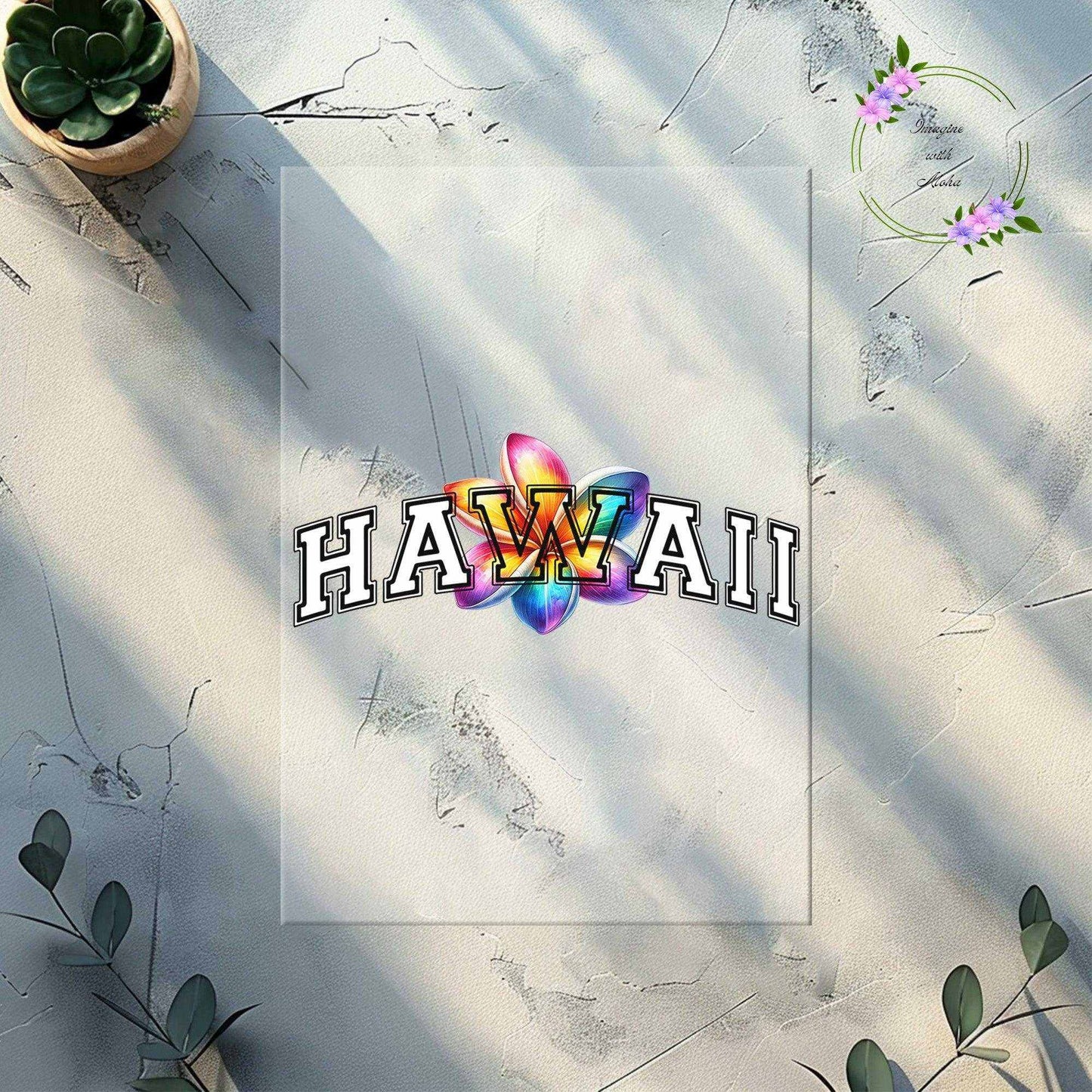 Hawaii Rainbow Plumeria Ready to Press Heat Transfer - Imagine With Aloha
