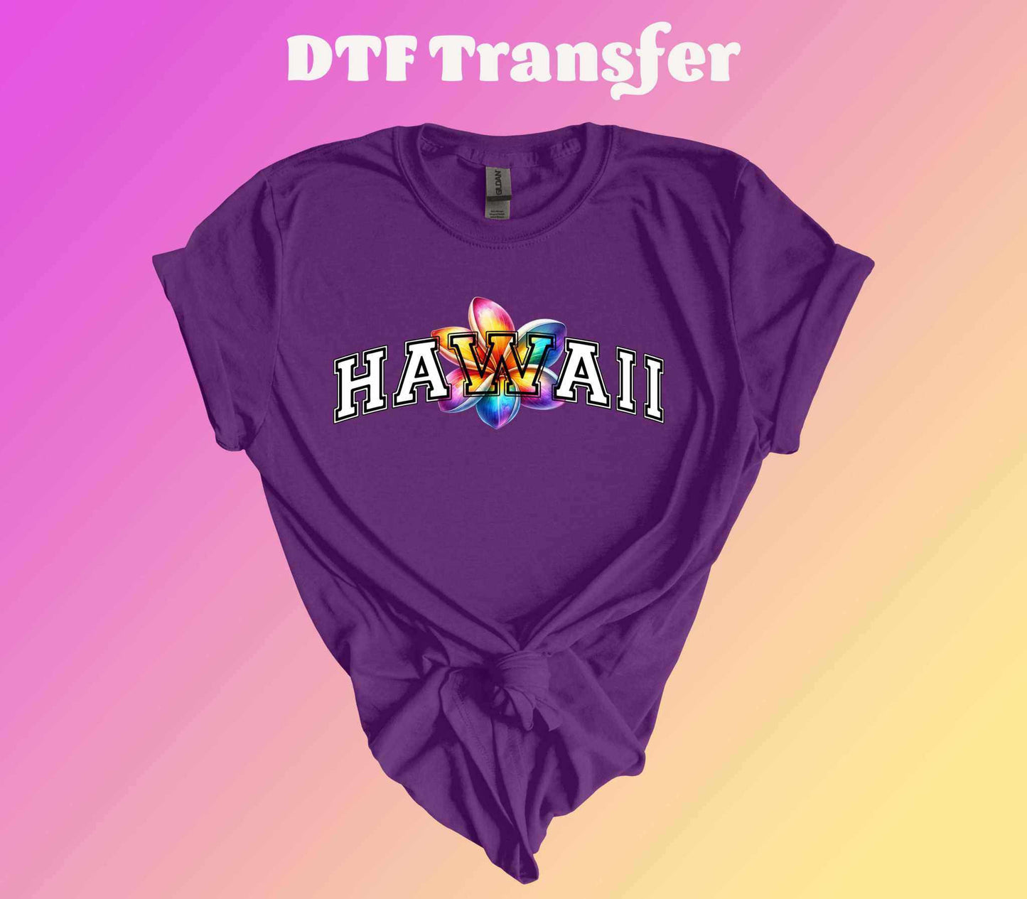 Hawaii Rainbow Plumeria Ready to Press Heat Transfer - Imagine With Aloha