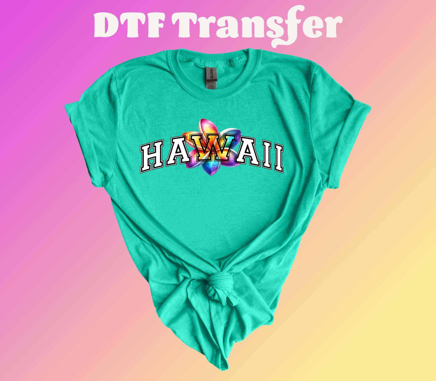 Hawaii Rainbow Plumeria Ready to Press Heat Transfer - Imagine With Aloha