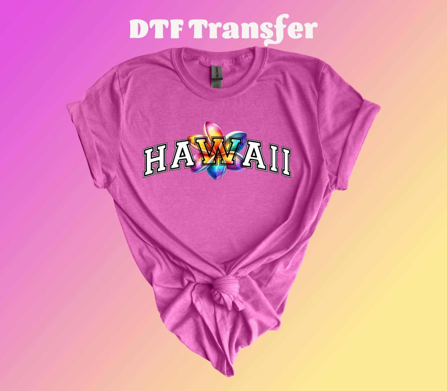 Hawaii Rainbow Plumeria Ready to Press Heat Transfer - Imagine With Aloha