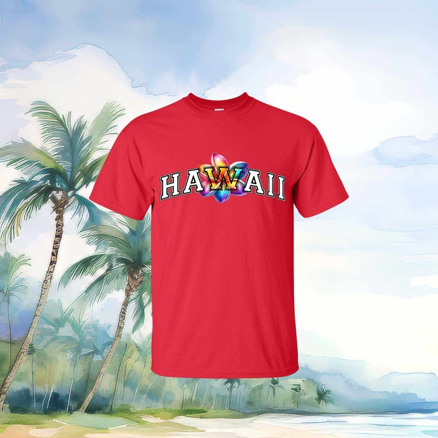 Hawaii Rainbow Plumeria T-Shirt - Imagine With Aloha