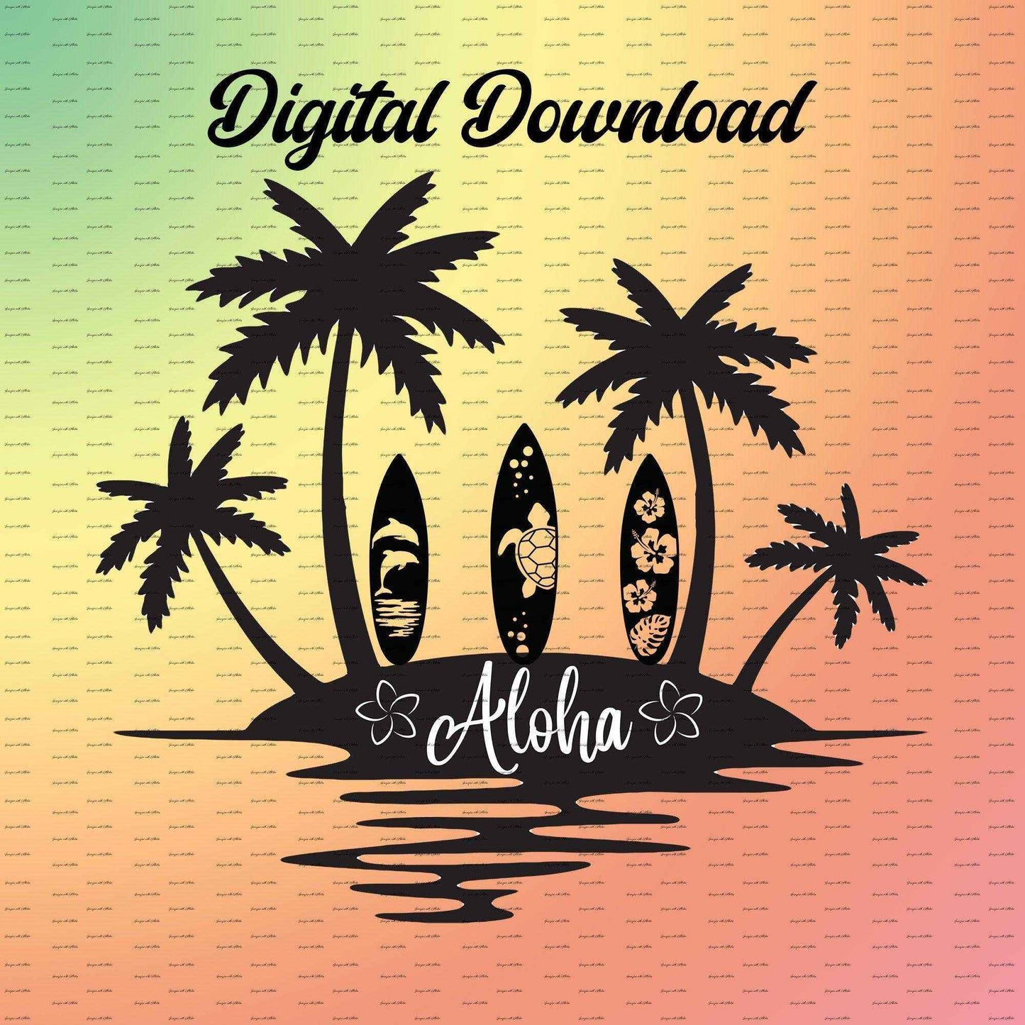 Hawaiian Palm SVG | Palm Trees and Surfboard SVG - Imagine With Aloha