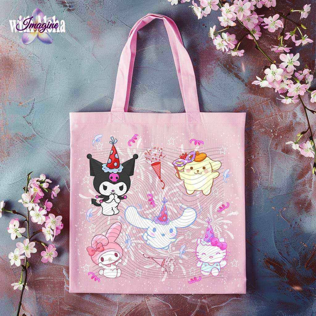 Hello Kitty and Friends Celebration Reusable Canvas Tote Bag - Imagine With Aloha