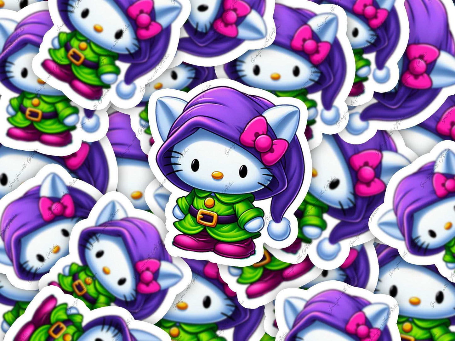 Hello Kitty as Snow White with Dopey Dwarf Sticker Set - Imagine With Aloha