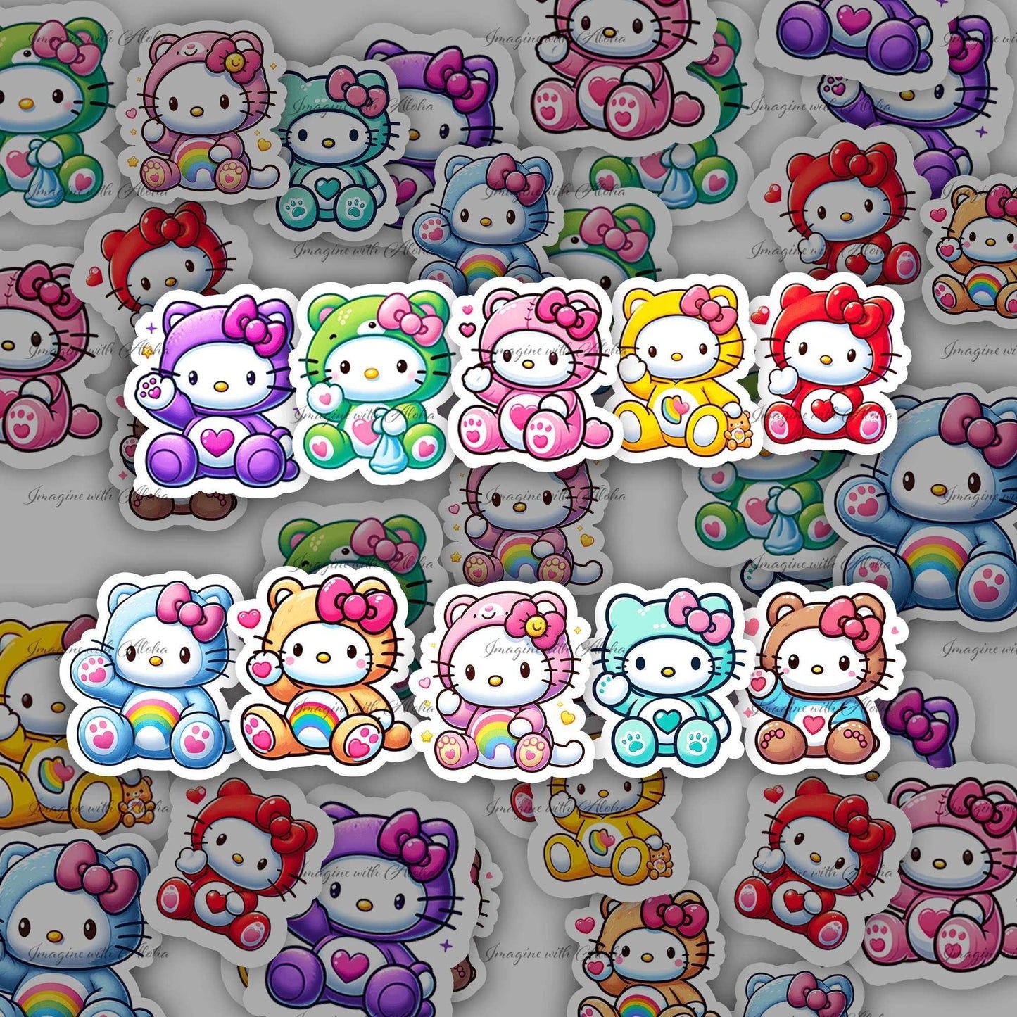 Hello Kitty Carebear Sticker Set - Imagine With Aloha