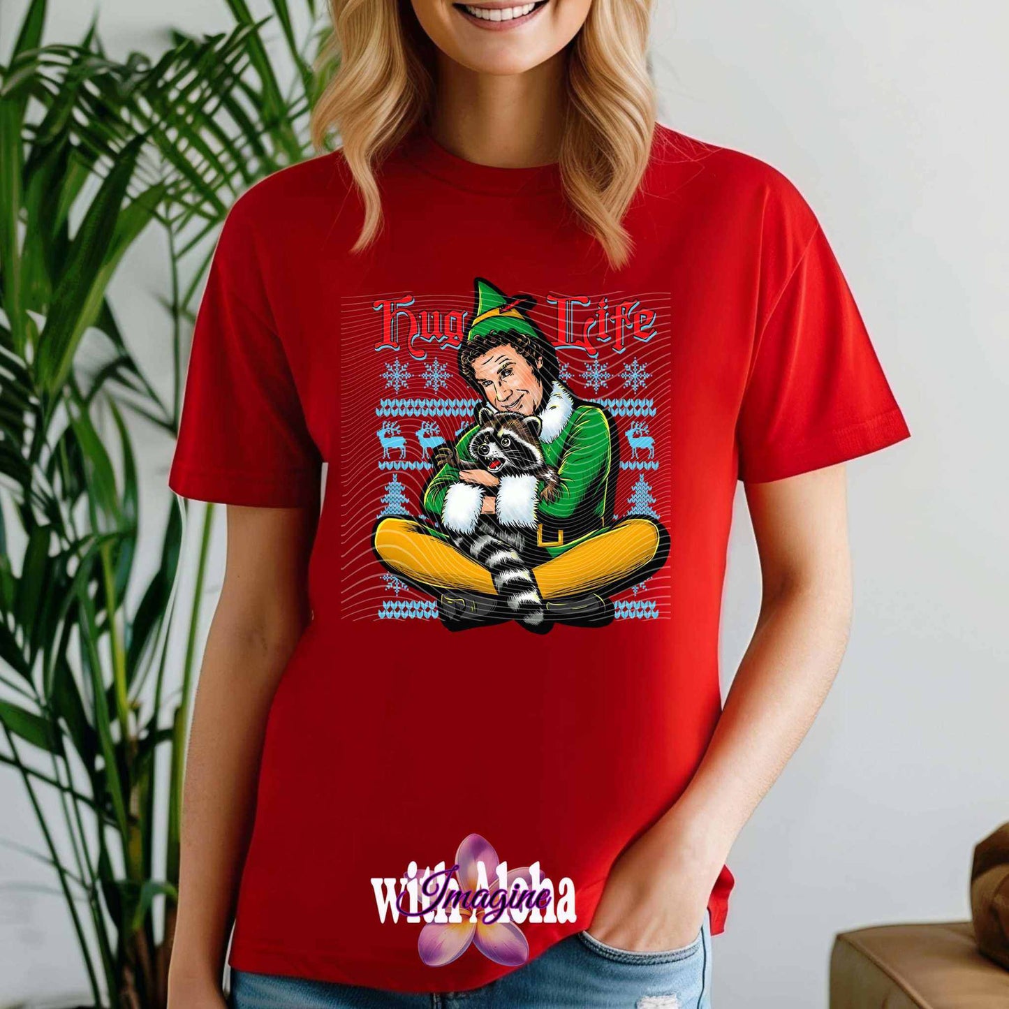 "Hug Life" Funny Christmas T-Shirt - Imagine With Aloha