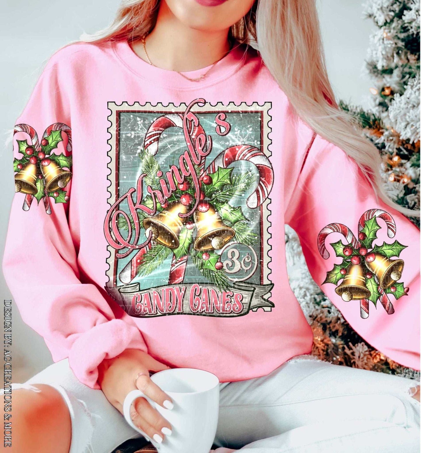 Kringle’s Candy Cane DTF Transfer – Vintage Christmas Stamp Design - Imagine With Aloha