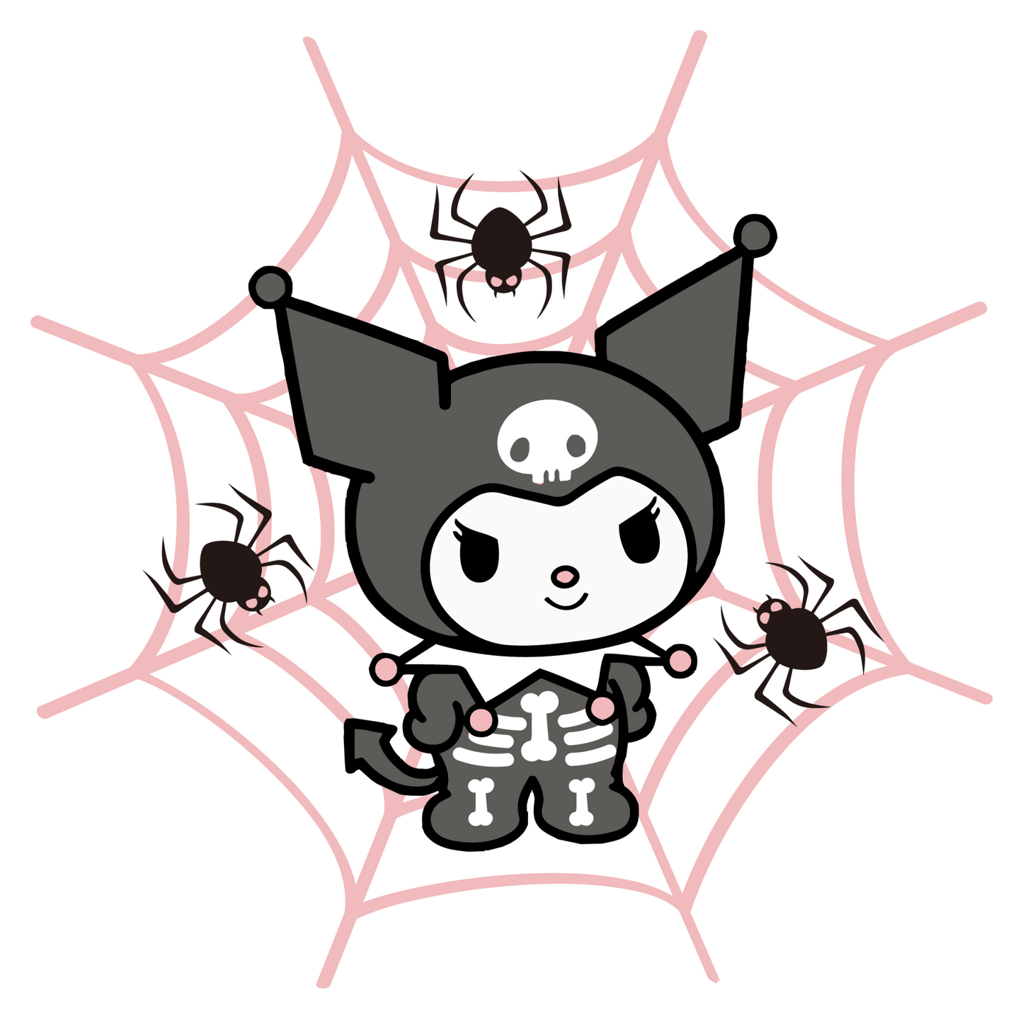 Kuromi Skeleton Halloween Vinyl Sticker – Spooky Cute Spider Web Design - Imagine With Aloha