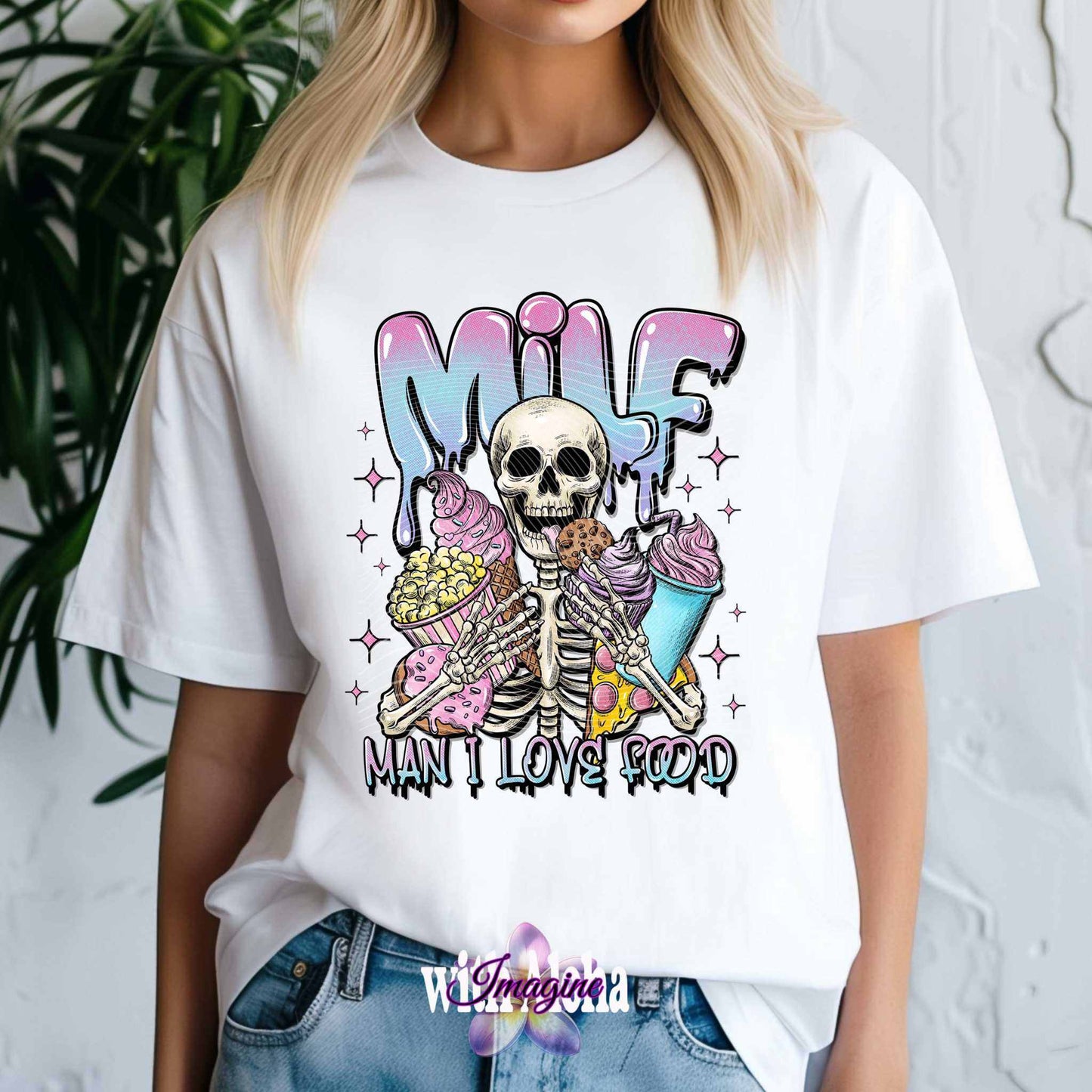 Man I Love Food DTF Transfer | Fun Skeleton Food Lover Design - Imagine With Aloha