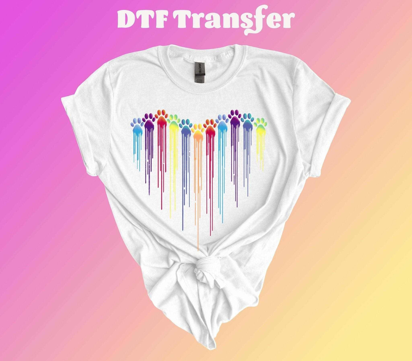 Multi-Colored Paw Heart DTF Transfer - Imagine With Aloha