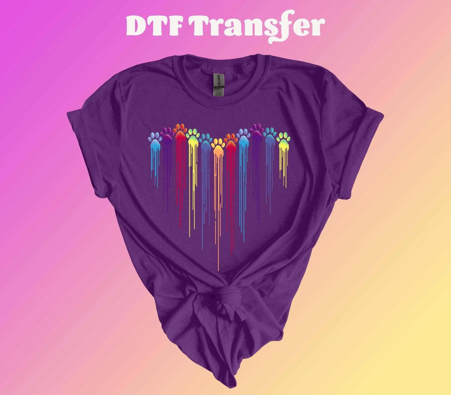 Multi-Colored Paw Heart DTF Transfer - Imagine With Aloha