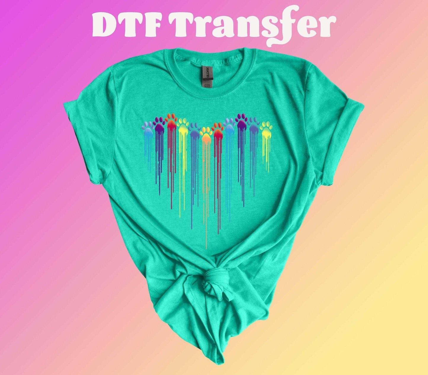 Multi-Colored Paw Heart DTF Transfer - Imagine With Aloha