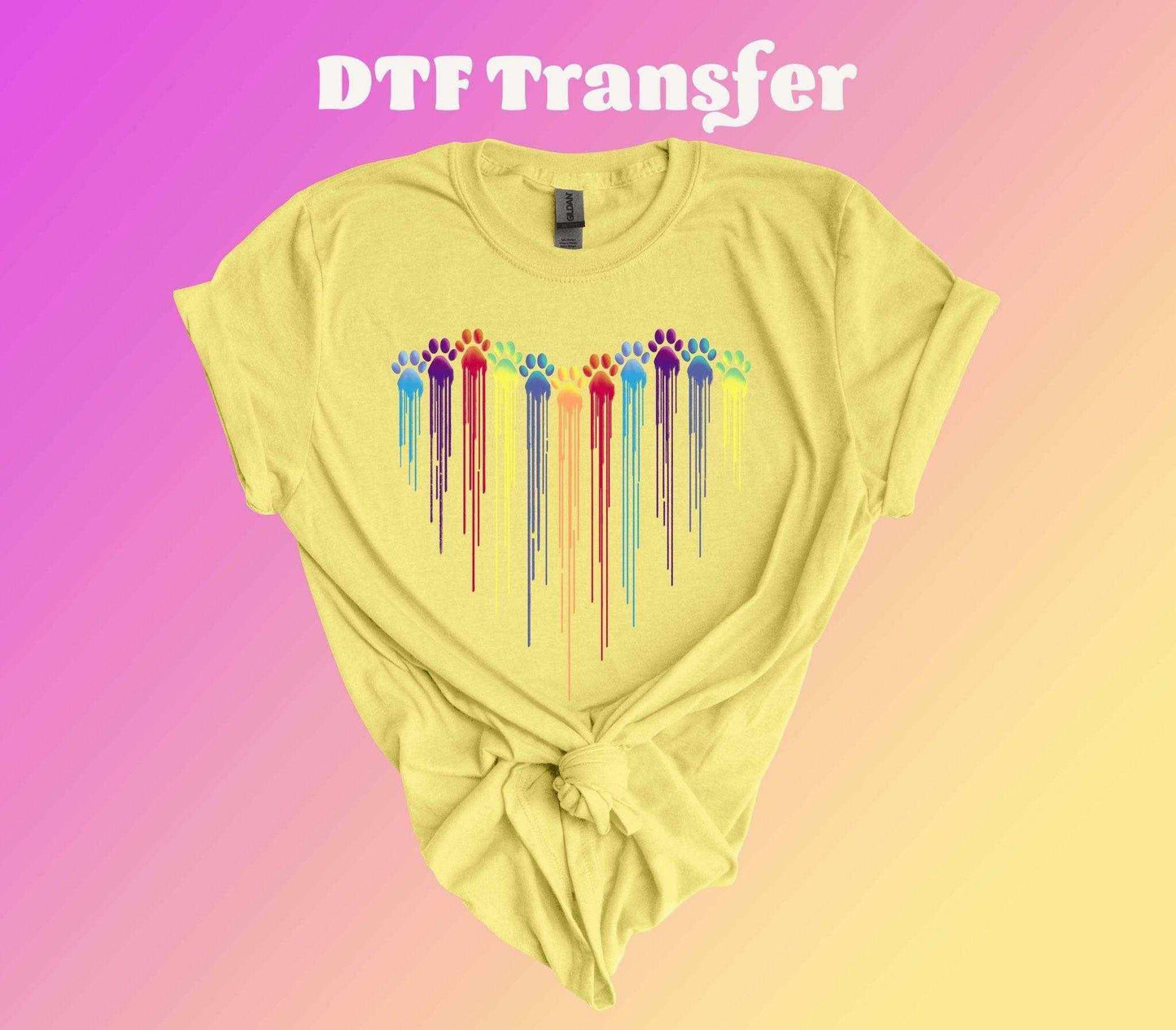 Multi-Colored Paw Heart DTF Transfer - Imagine With Aloha