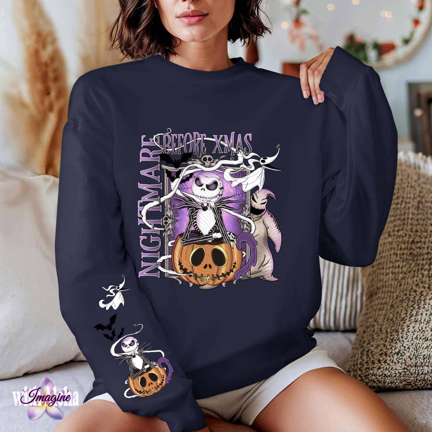 Nightmare Xmas Long Sleeve Shirt - Spooky & Festive Halloween/Christmas Pullover - Imagine With Aloha