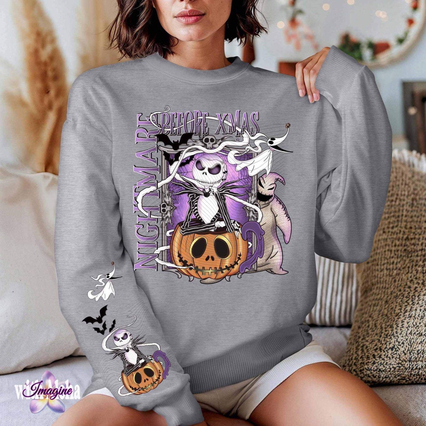 Nightmare Xmas Long Sleeve Shirt - Spooky & Festive Halloween/Christmas Pullover - Imagine With Aloha