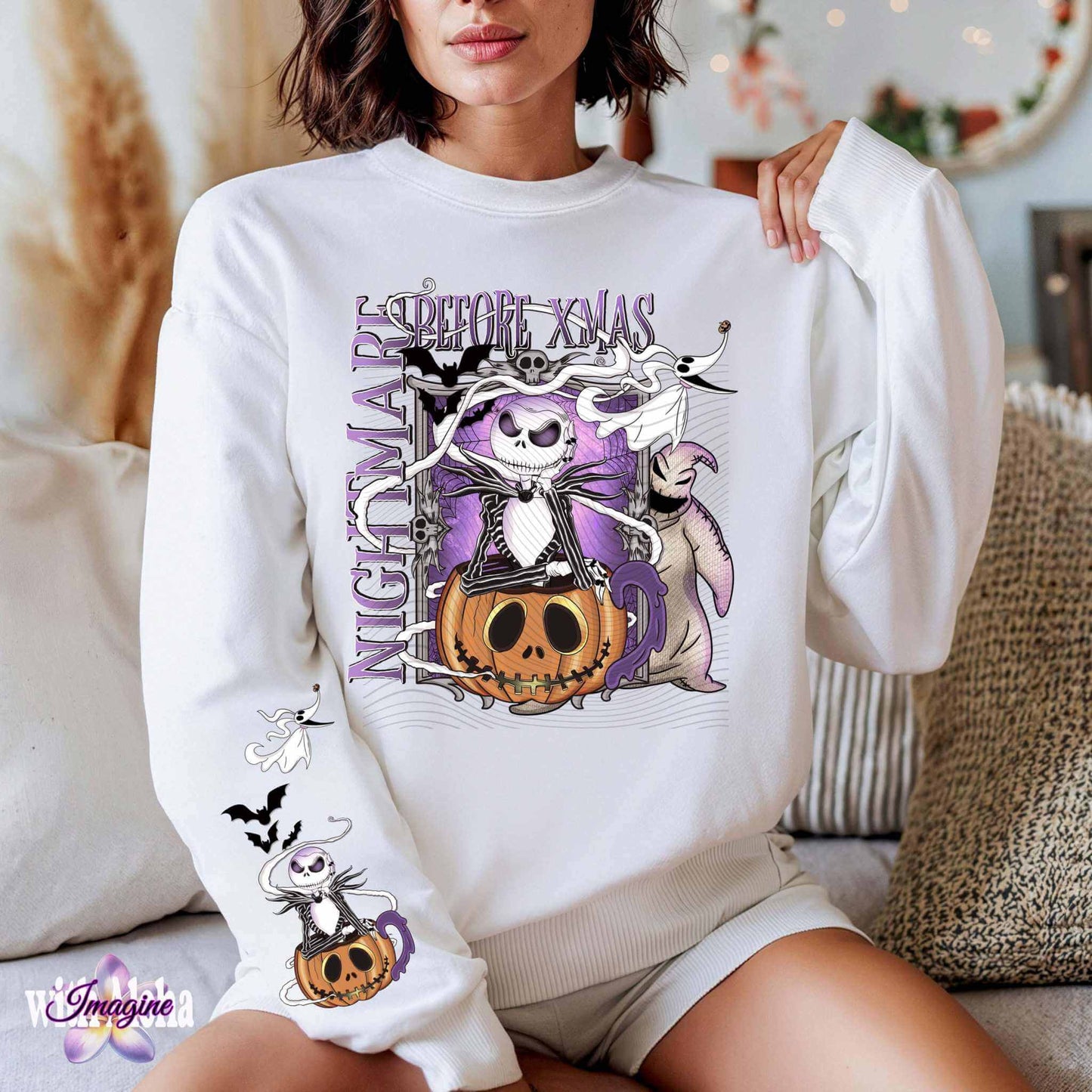 Nightmare Xmas Long Sleeve Shirt - Spooky & Festive Halloween/Christmas Pullover - Imagine With Aloha