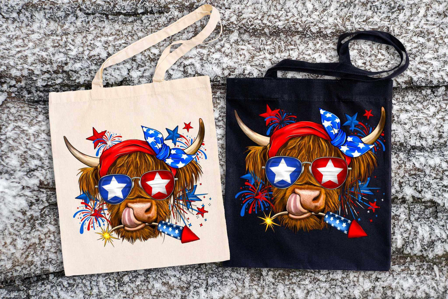 Patriotic Hignland Cow DTF Transfer - Imagine With Aloha