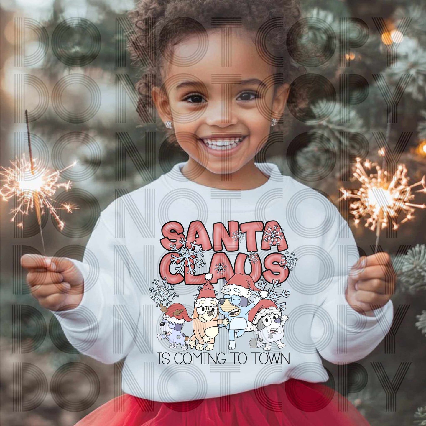 Santa Claus is Coming to Town DTF Transfer - Cute Christmas Dogs Design for Shirts, Hoodies, and Apparel - Imagine With Aloha