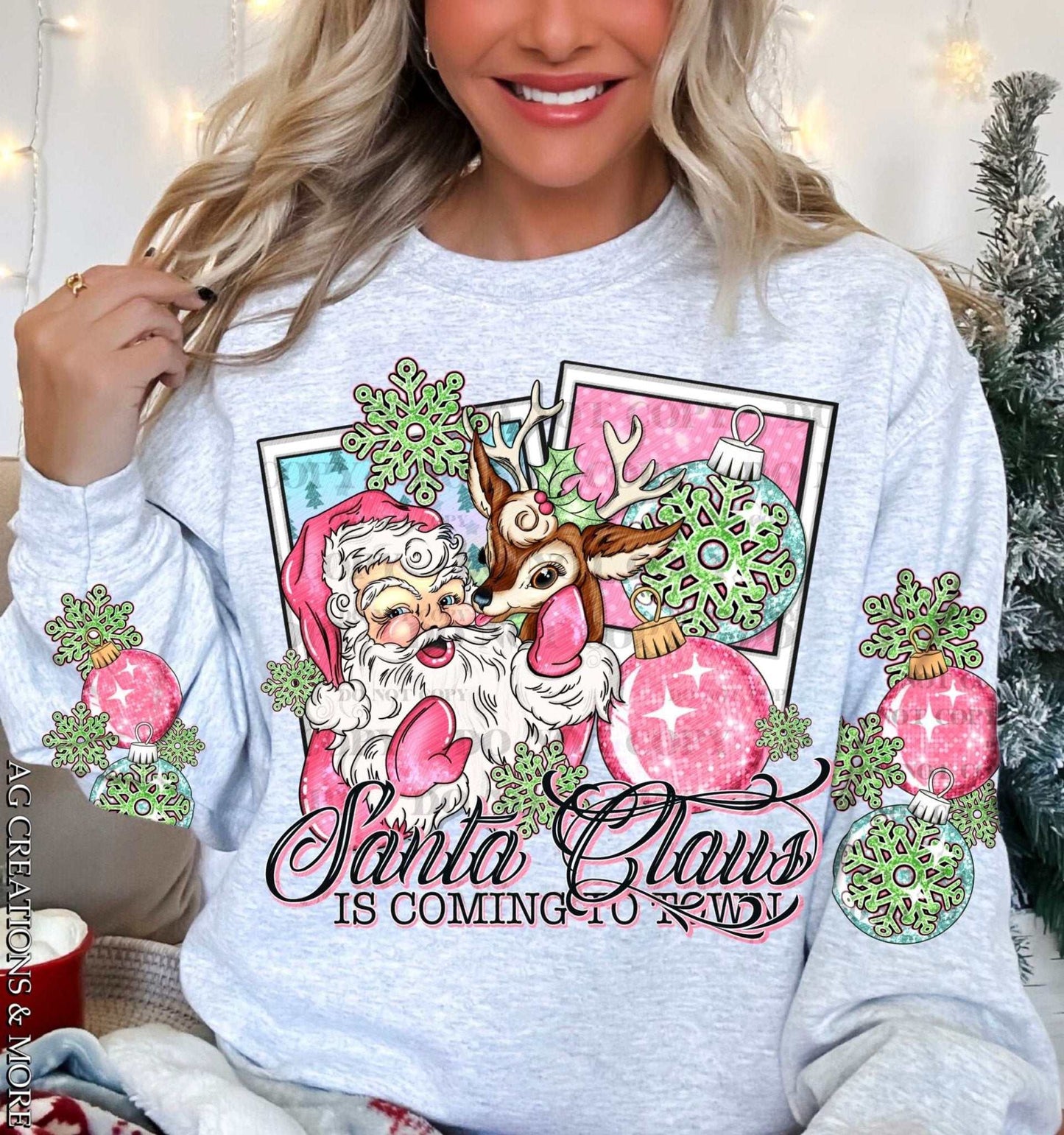Santa Claus is Coming to Town DTF Transfer – Vintage Santa and Reindeer Christmas Design - Imagine With Aloha