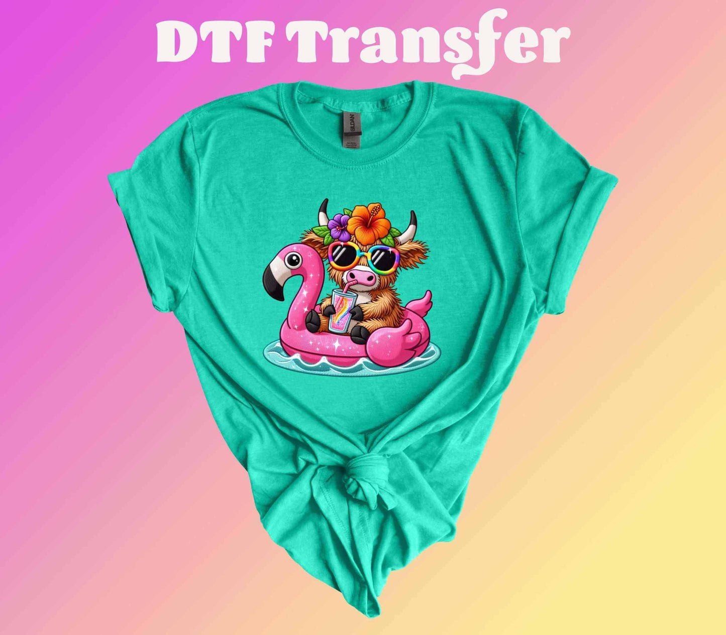 Summer Highland Cow DTF Transfer - Imagine With Aloha