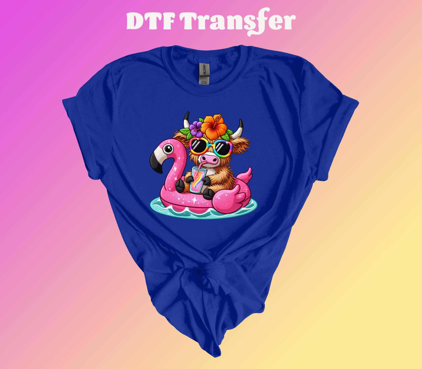 Summer Highland Cow DTF Transfer - Imagine With Aloha